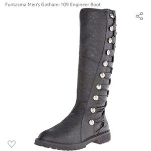 Funtasma Men distress leather knee high buckle boots